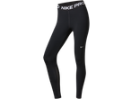 Black compression leggings with a white waistband text and a white swoosh logo.