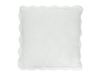 White square decorative pillow with a wavy scalloped edge