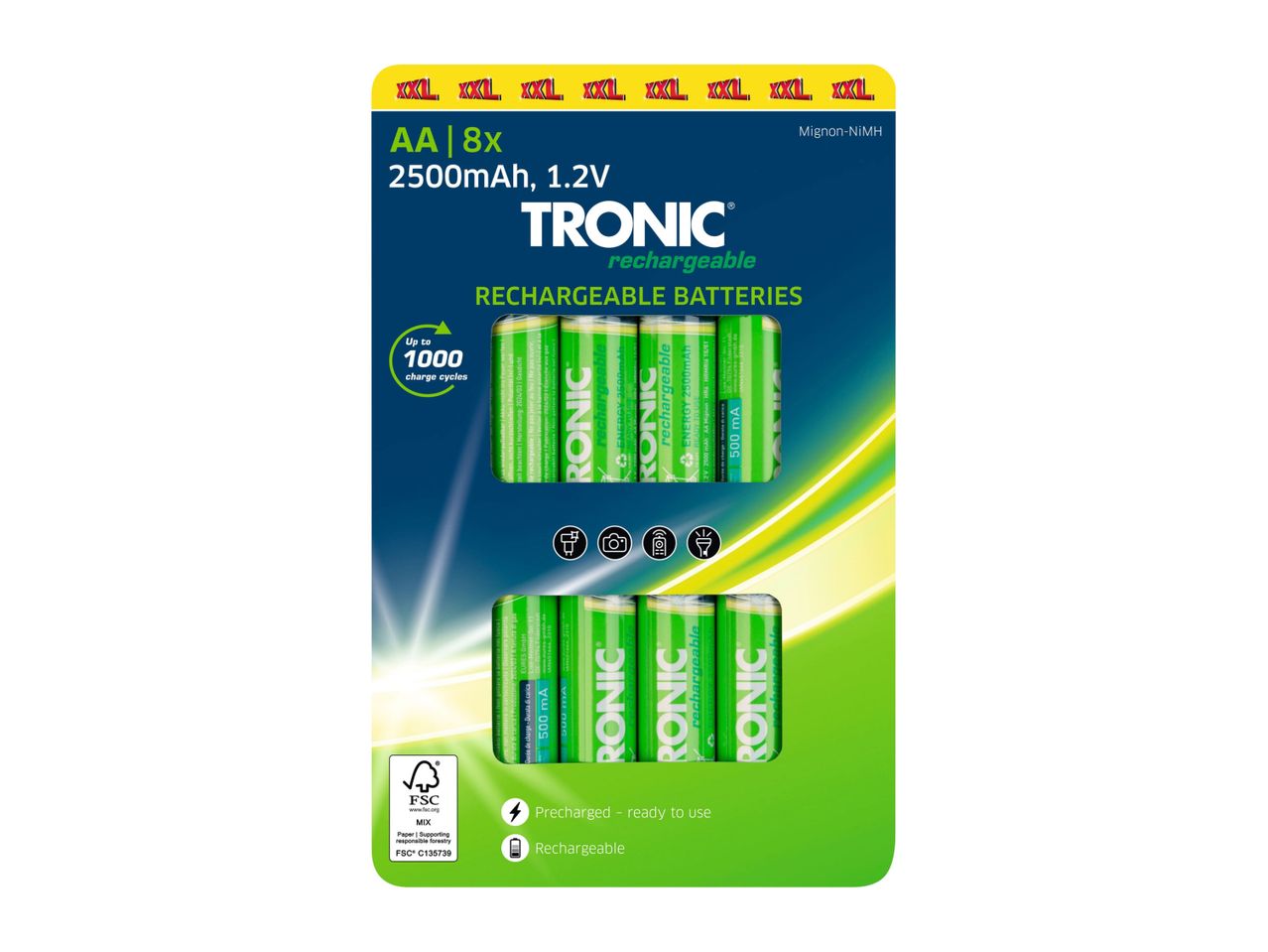 Go to full screen view: Tronic Rechargeable Batteries - AA - 8 Pack - Image 1