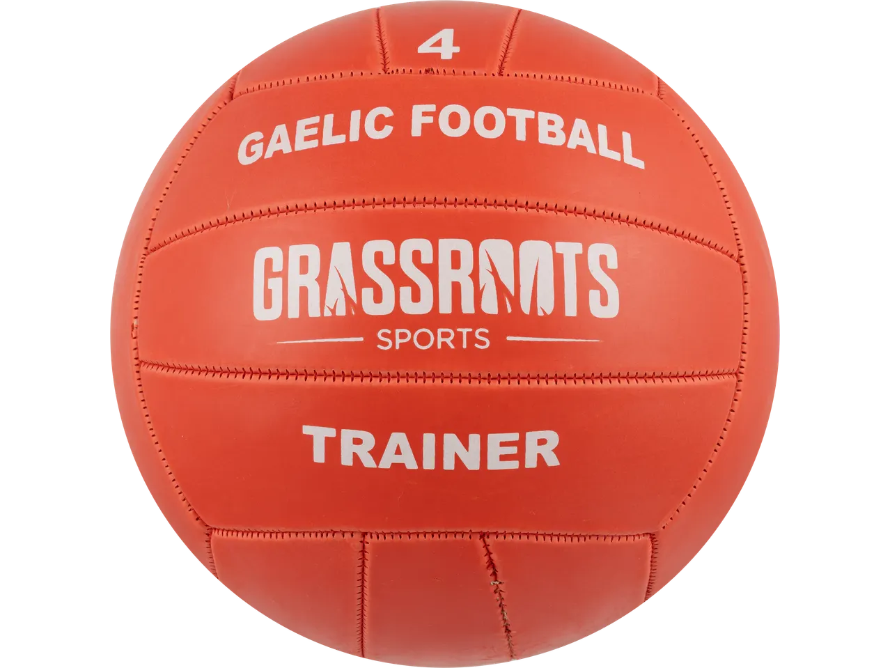 Orange Gaelic Football Trainer, size 4, with 'GRASSROOTS SPORTS' branding