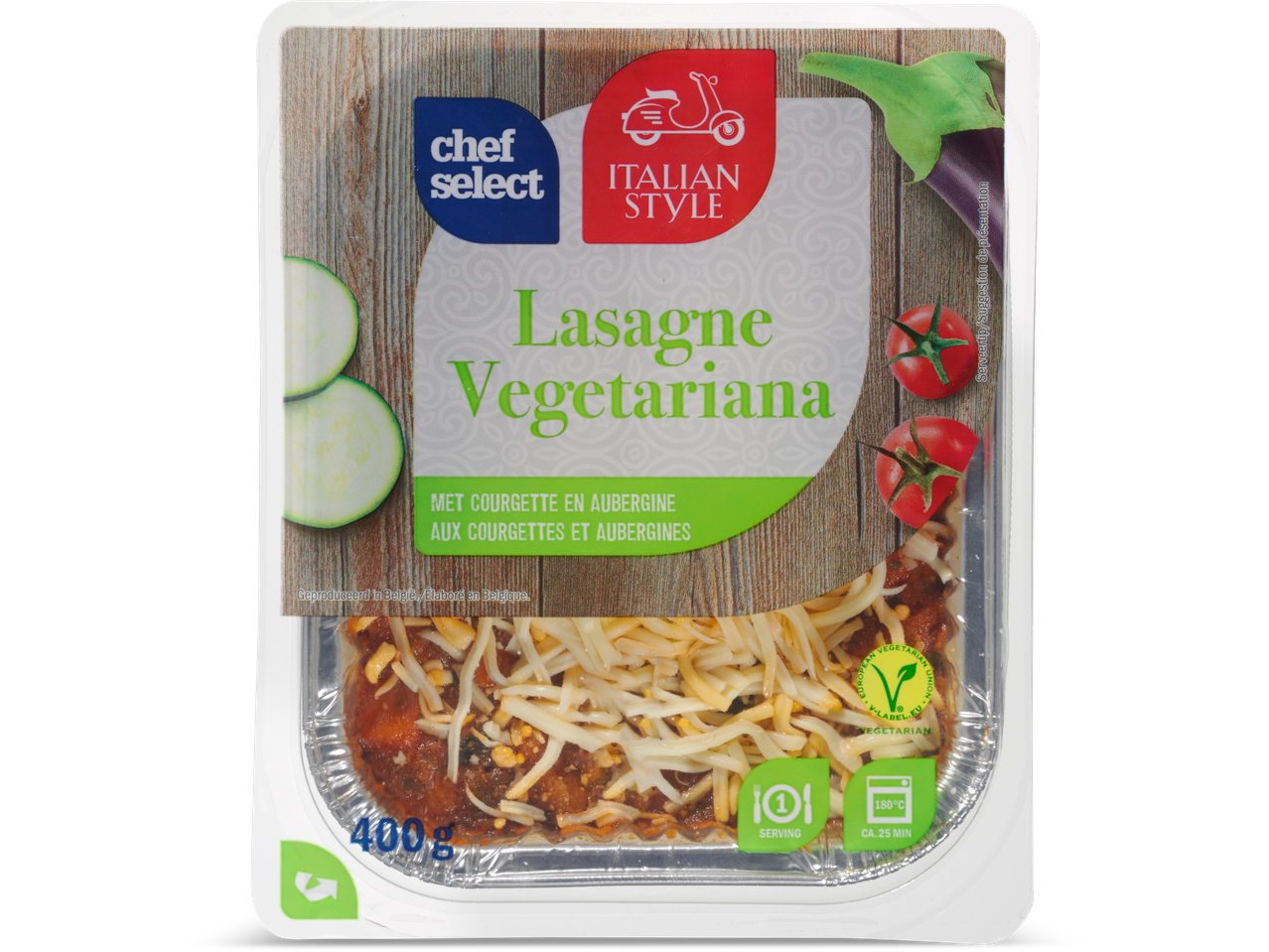 Chef Select Lasagne Vegetariana met courgette en aubergine, Italiaanse stijl, 400g