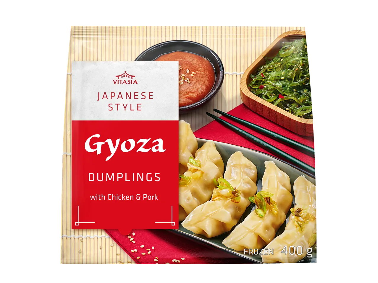 Vitaasia Japanese Style Gyoza dumplings: frozen chicken & pork.