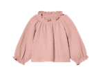 Blusa rosa para menina, mangas compridas, detalhe smock.