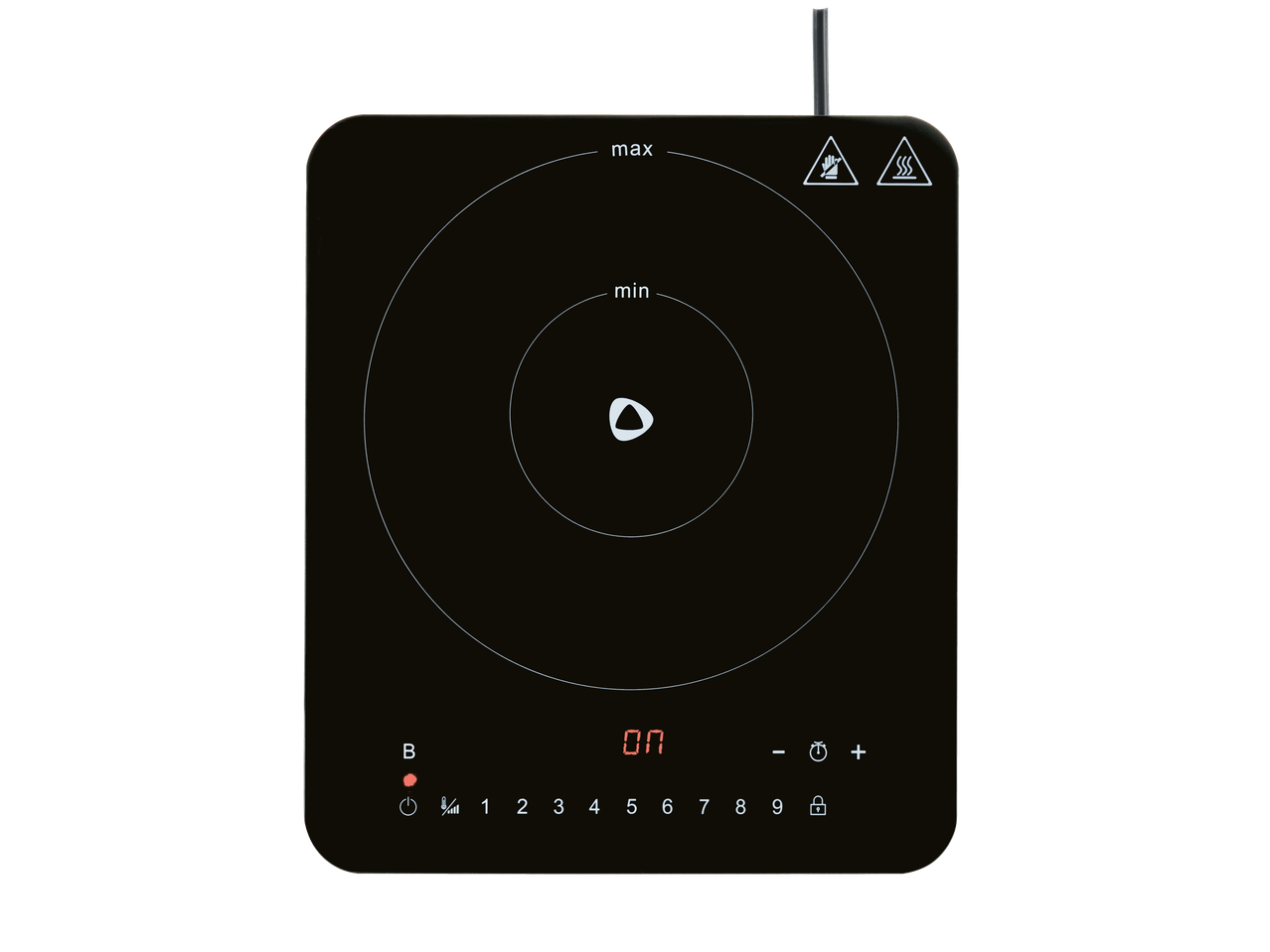 SILVERCREST® Induction Hob with touch controls and digital display showing 'ON'.