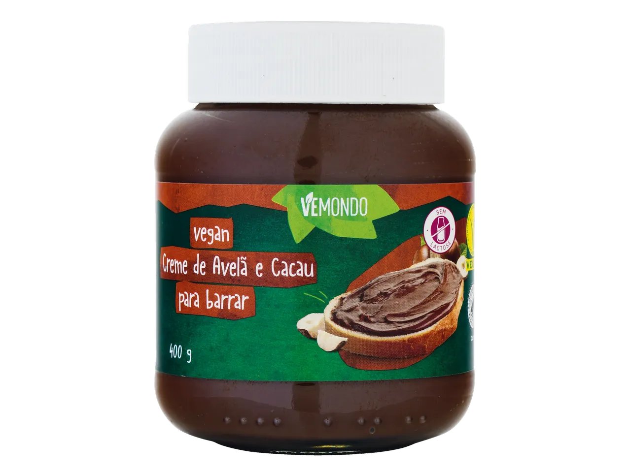 Creme vegano de avelã e cacau Vēmondo, 400g.