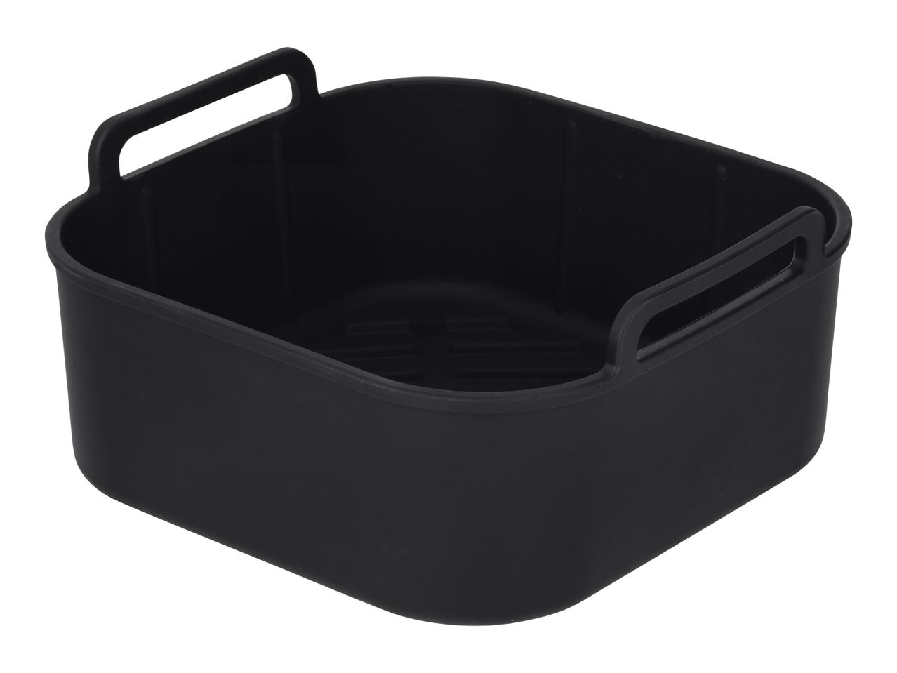Black silicone air fryer liner with handles