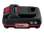 X20V TEAM battery charger, black and red.