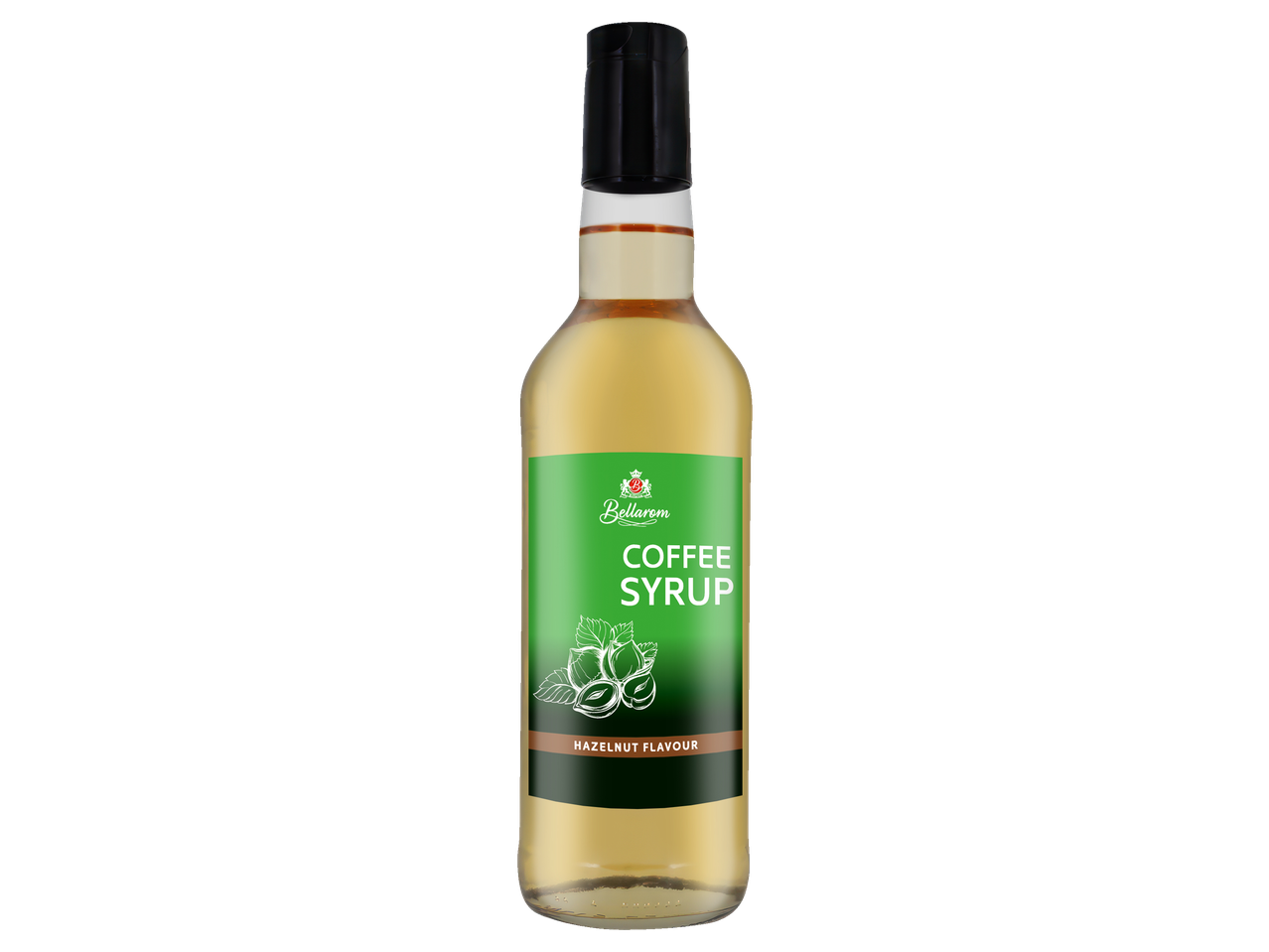 Bellarom kavos sirupo butelis su lazdyno riešutų skoniu