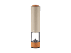 Elektrische Gewürzmühle in Beige mit Holzdetails