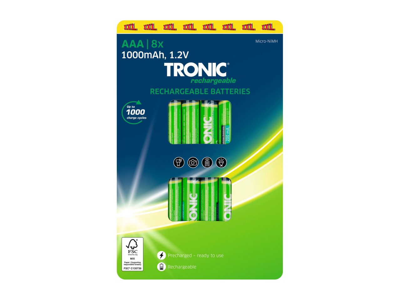 Go to full screen view: Tronic Rechargeable Batteries - AAA - 8 Pack - Image 1