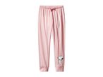 Pink Snoopy pajama pants with a bow detail on the waistband.