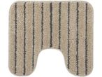 Tappetino da bagno beige a righe grigie.