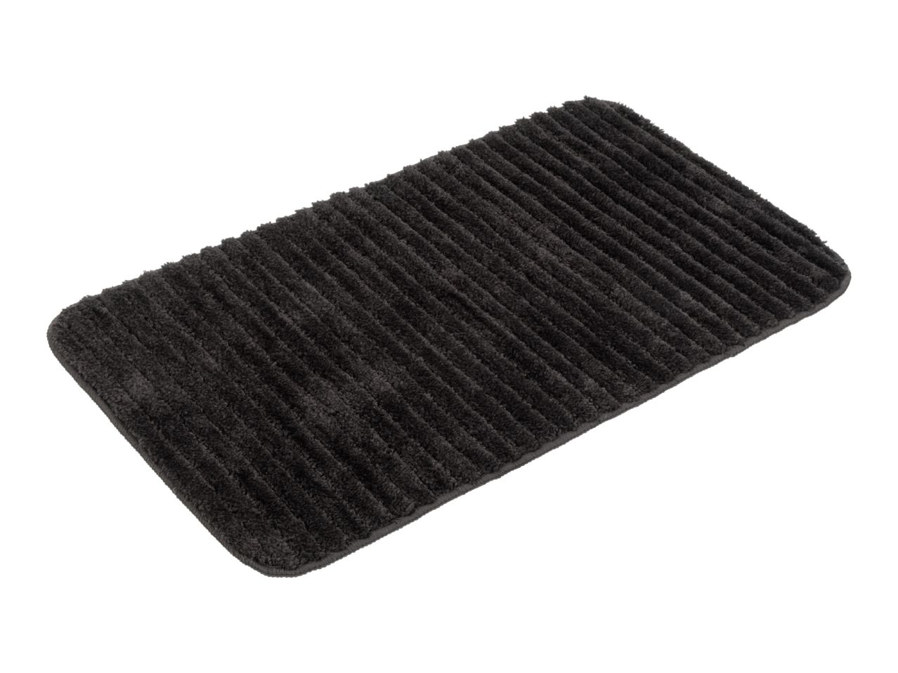 Dark grey rectangular bath mat with ribbed texture