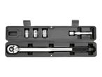Torque wrench set with sockets and extension bar in a case