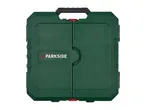 A green plastic toolbox by Parkside.