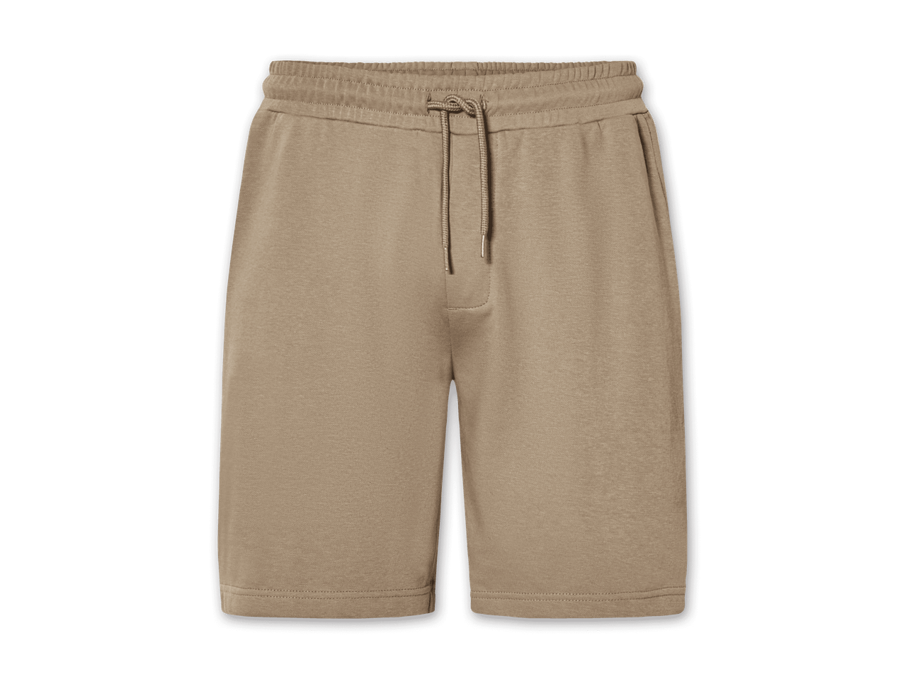 Beigefarbene Joggingshorts mit Kordelzug.