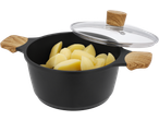 Panela de alumínio SILVERCREST com batatas descascadas e tampa de vidro