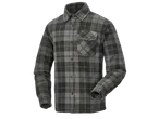 PARKSIDE® Men's Overshirt in gray and black plaid with olive green accents