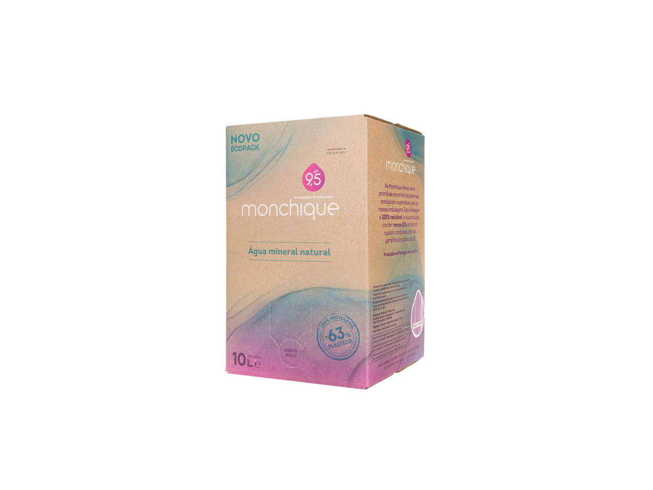 Monchique Água Alcalina Ecopack 10L, com pH 9.5 e 63% menos plástico.