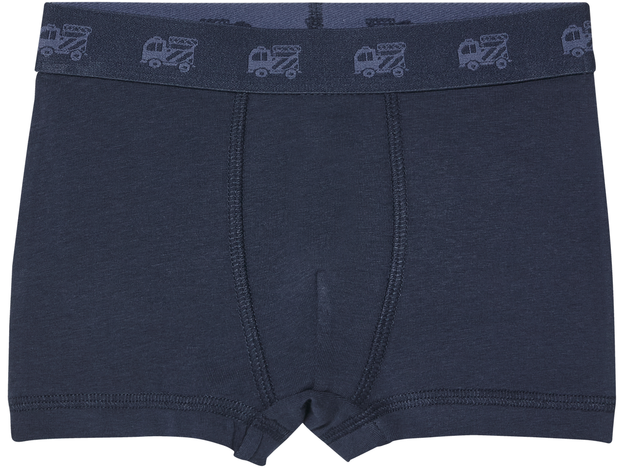 Pojkboxershorts, marinblå, med tryck av lastbilar.