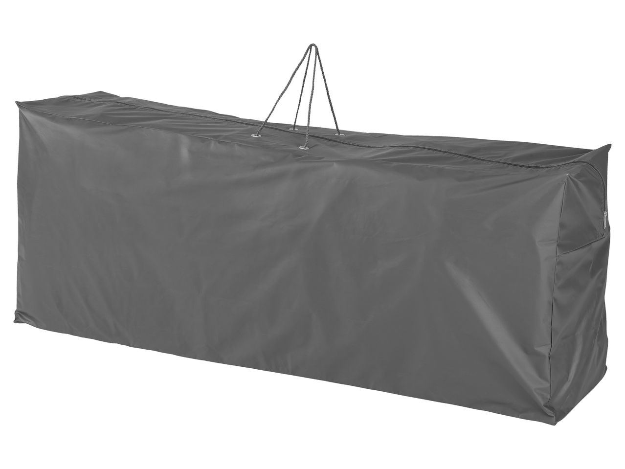 A large gray storage bag with handles.
