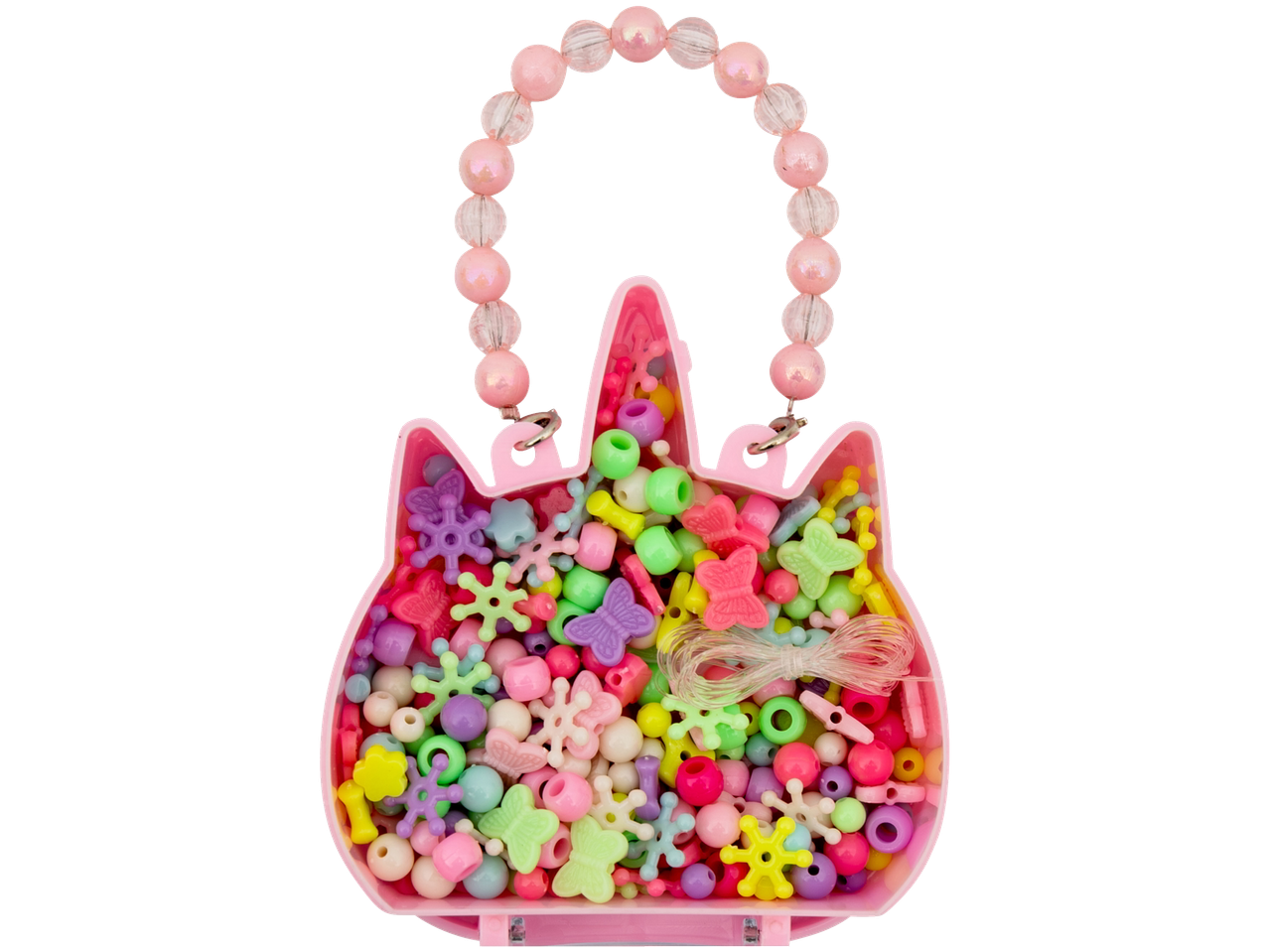 GABBY'S DOLLHOUSE® karoliukų rinkinys rožiniame vienaragio formos krepšyje