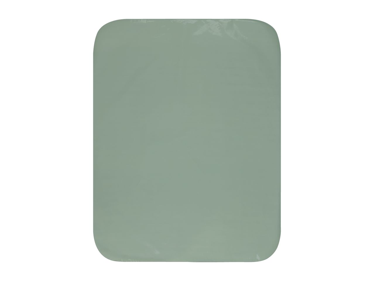 A rectangular, light green, soft-sided cooler bag with rounded corners.