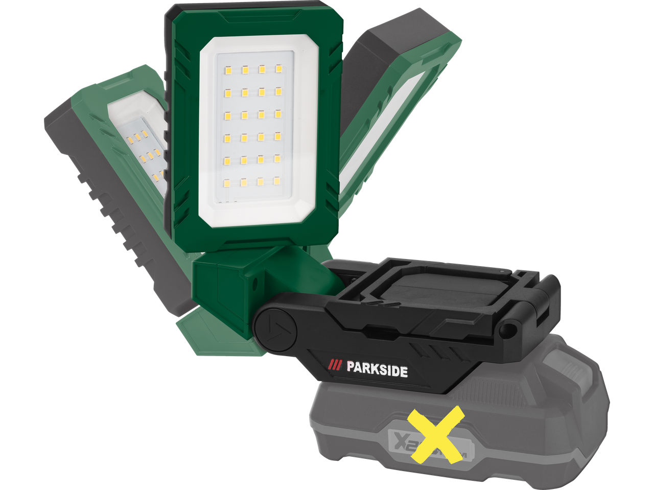 Candeeiro LED dobrável PARKSIDE, verde e preto, com bateria cinzenta