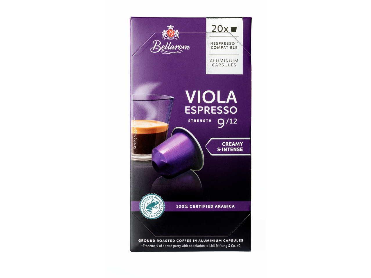 Bellarom Viola Espresso: 20 Nespresso-compatibele aluminium capsules.