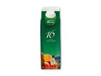 Grøn karton med appelsinjuice, mærket '16 søde appelsiner' og '100% frugt'.