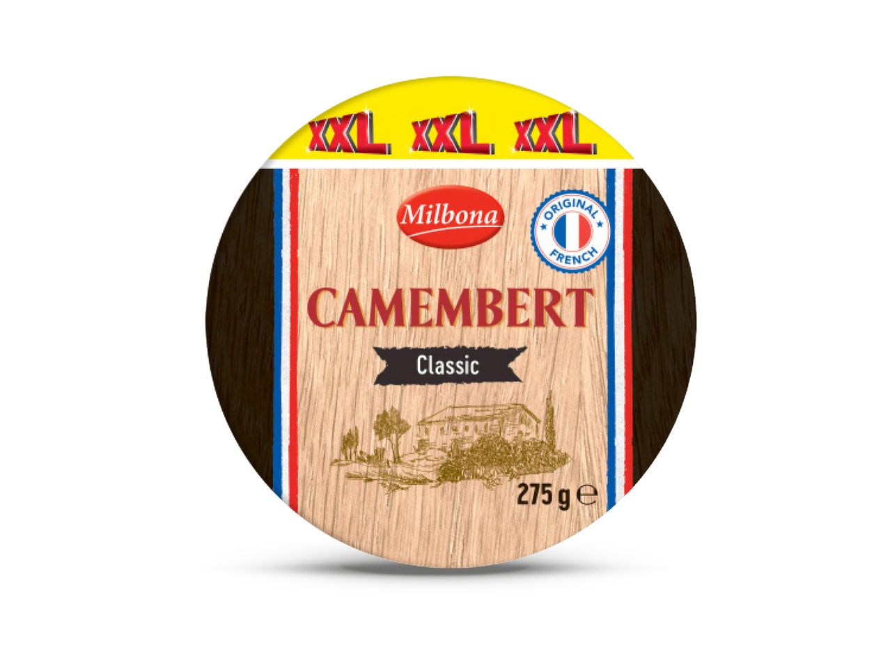 Milbona Camembert Classic sir u pakiranju od 275 g s oznakom 'XXL'.