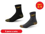 Dva para CAT čarapa, crne i sive, u pakiranju od tri para.