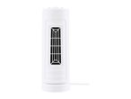 A white, slim tower fan.