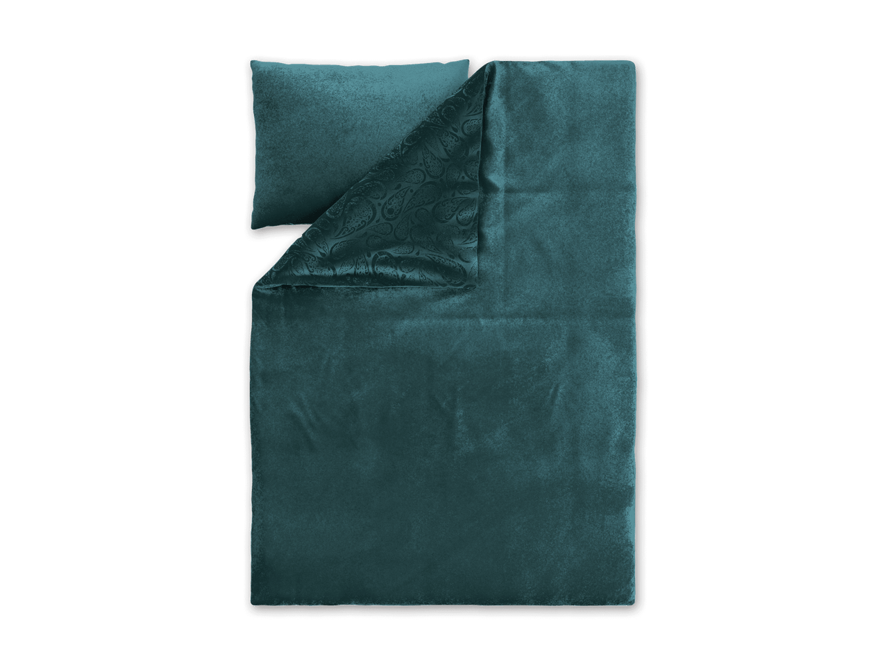 Petrolfarbene Bettwäsche aus Samt mit Paisley-Muster