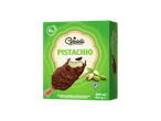 Gelatelli Pistachio, pack de 6 gelados em pau, cobertos com chocolate de leite e pedaços de pistácio.