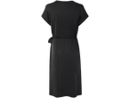 Rochie midi gri închis cu mâneci scurte.
