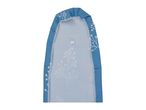A light blue ironing board cover with a subtle pattern.