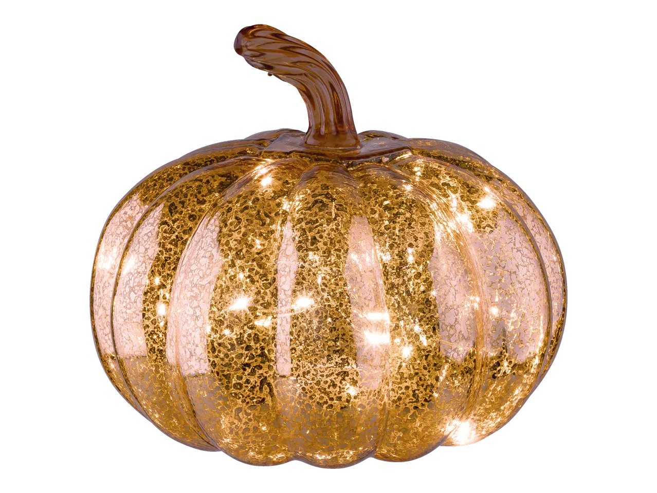 LIVARNO home Light-Up Decorative Pumpkin, golden glass with internal lights