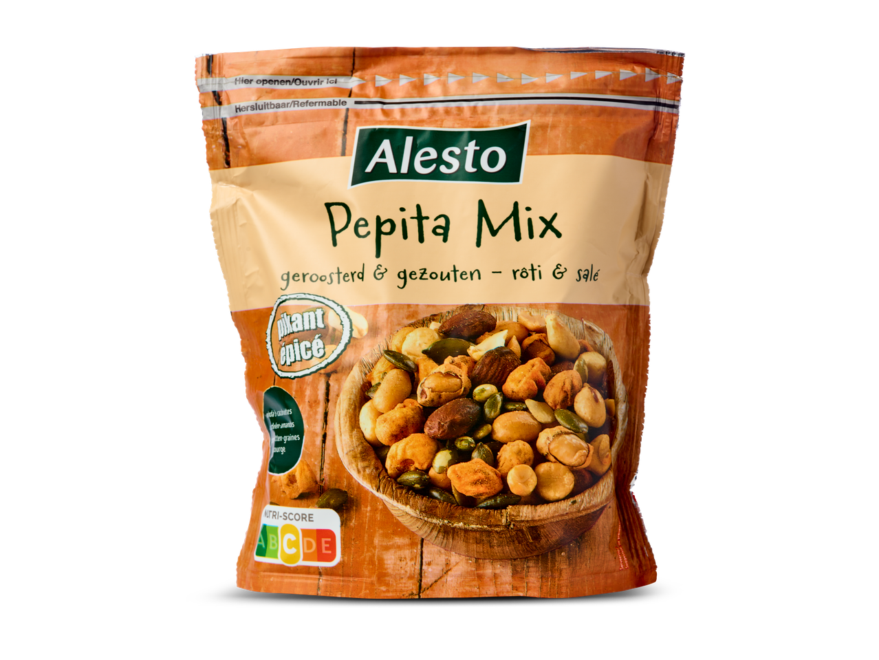 Alesto Pepita Mix: geroosterde en gezouten noten en zaden.