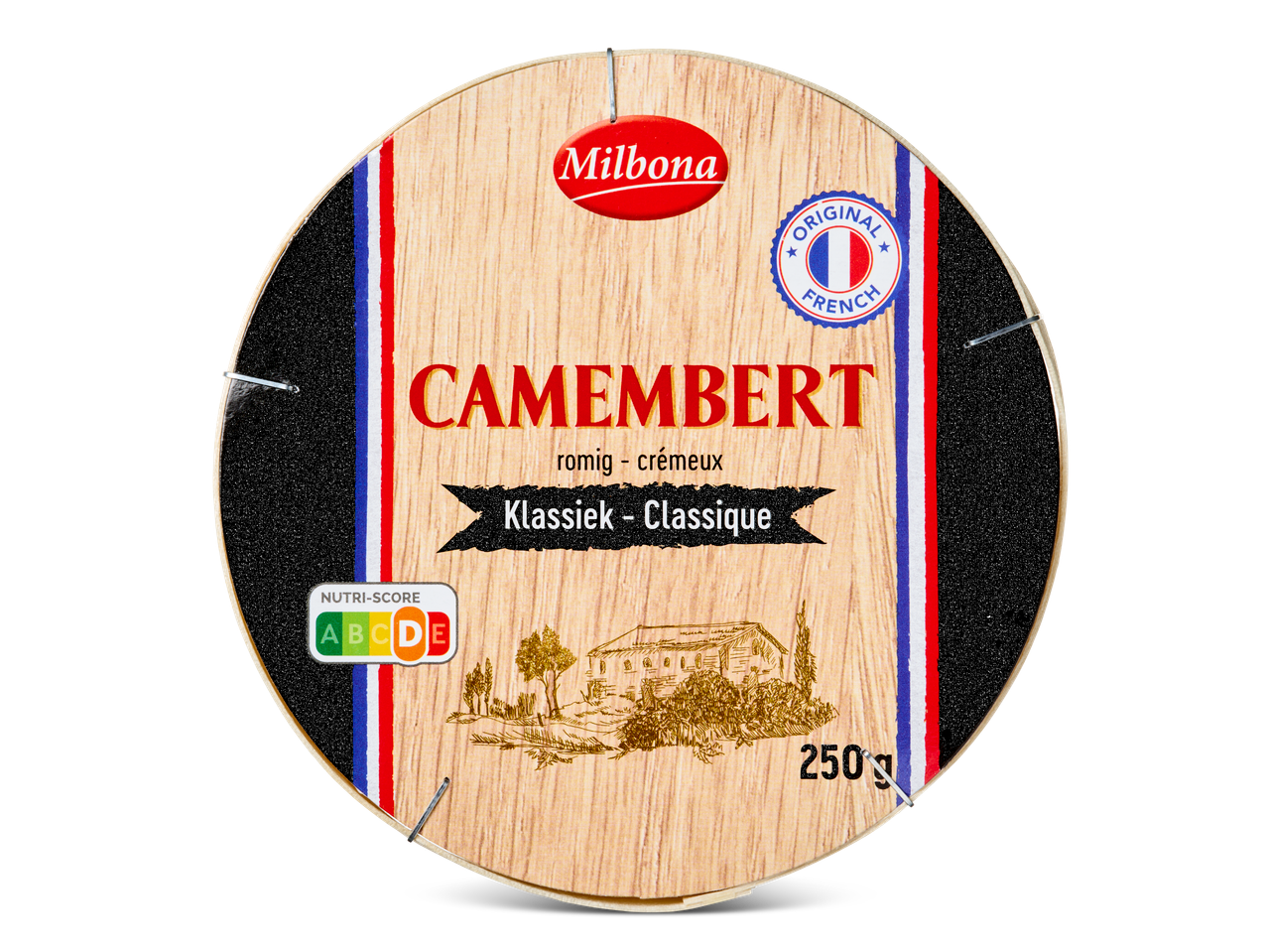 Milbona Camembert kaas, 250g, klassieke Franse stijl.