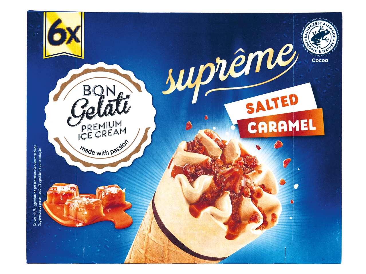 Gelado Bon Gelati Supreme caramelo salgado.