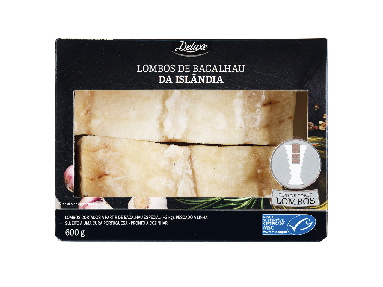 Deluxe MSC Lombos de Bacalhau da Islândia, embalagem de 600g