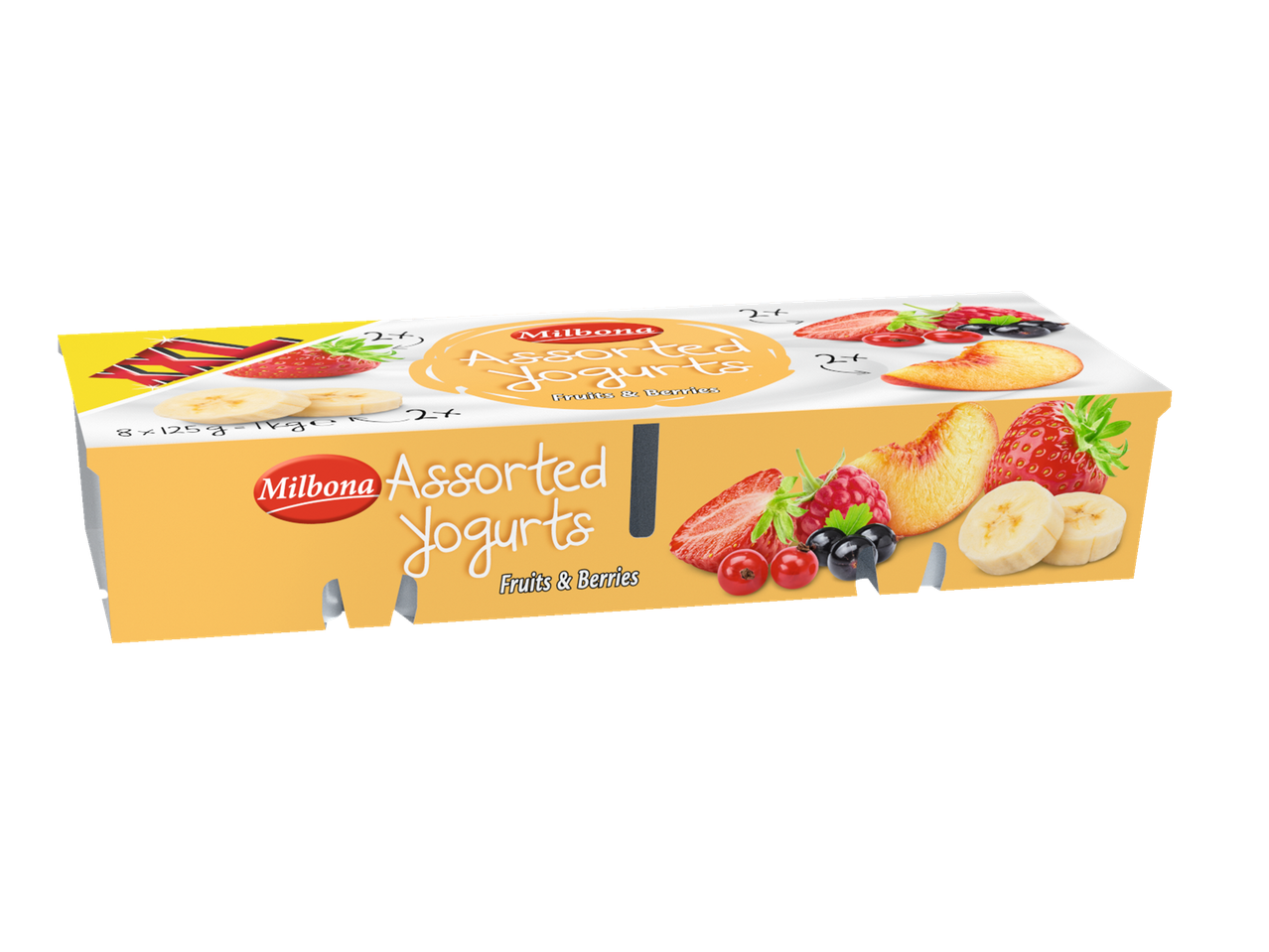 Milbona mitmesugused jogurtid, puuviljad ja marjad, 8x125g