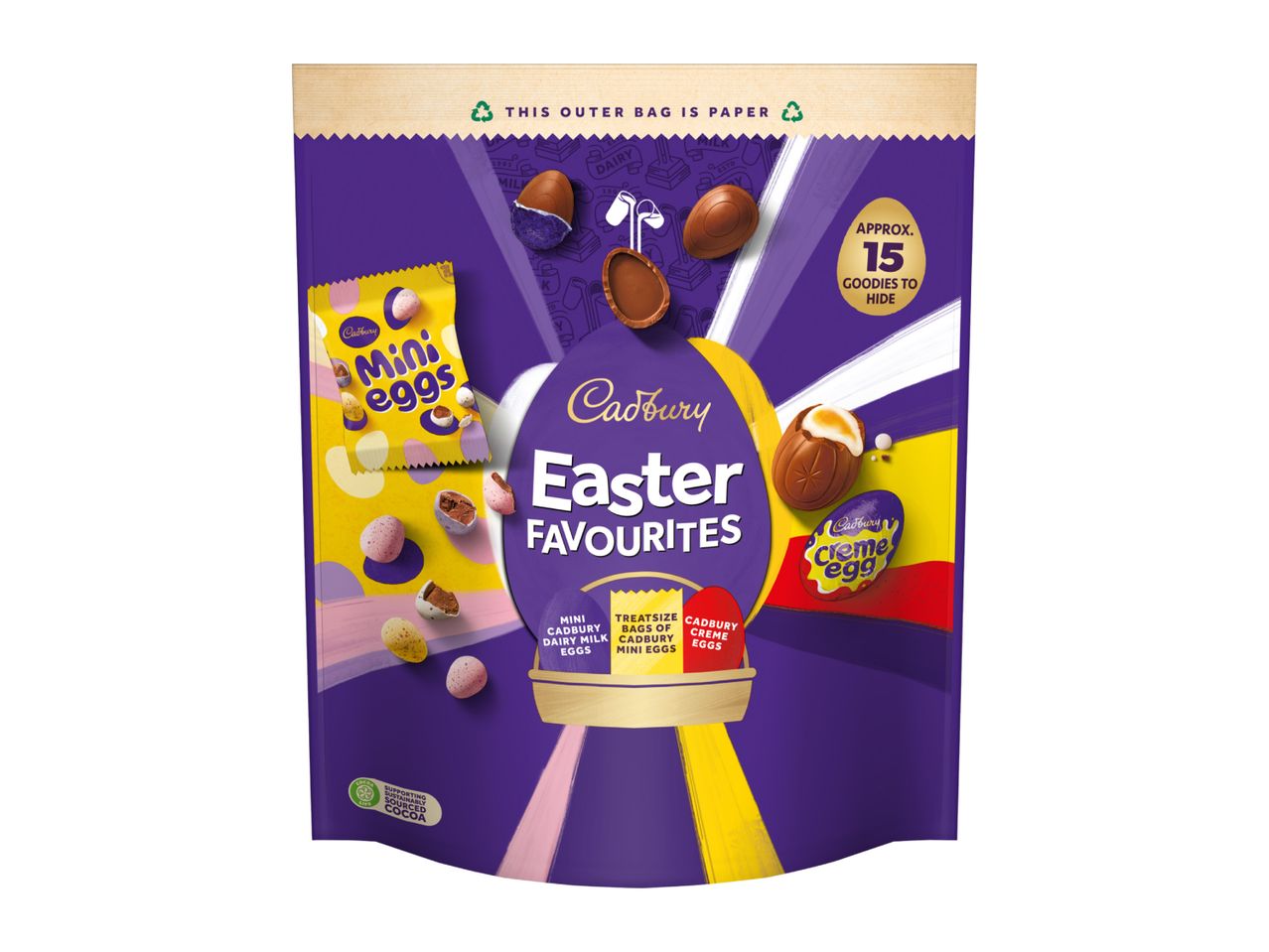 Easter favourites bag with mini eggs, creme eggs, and chocolate eggs, approximately 15 goodies.