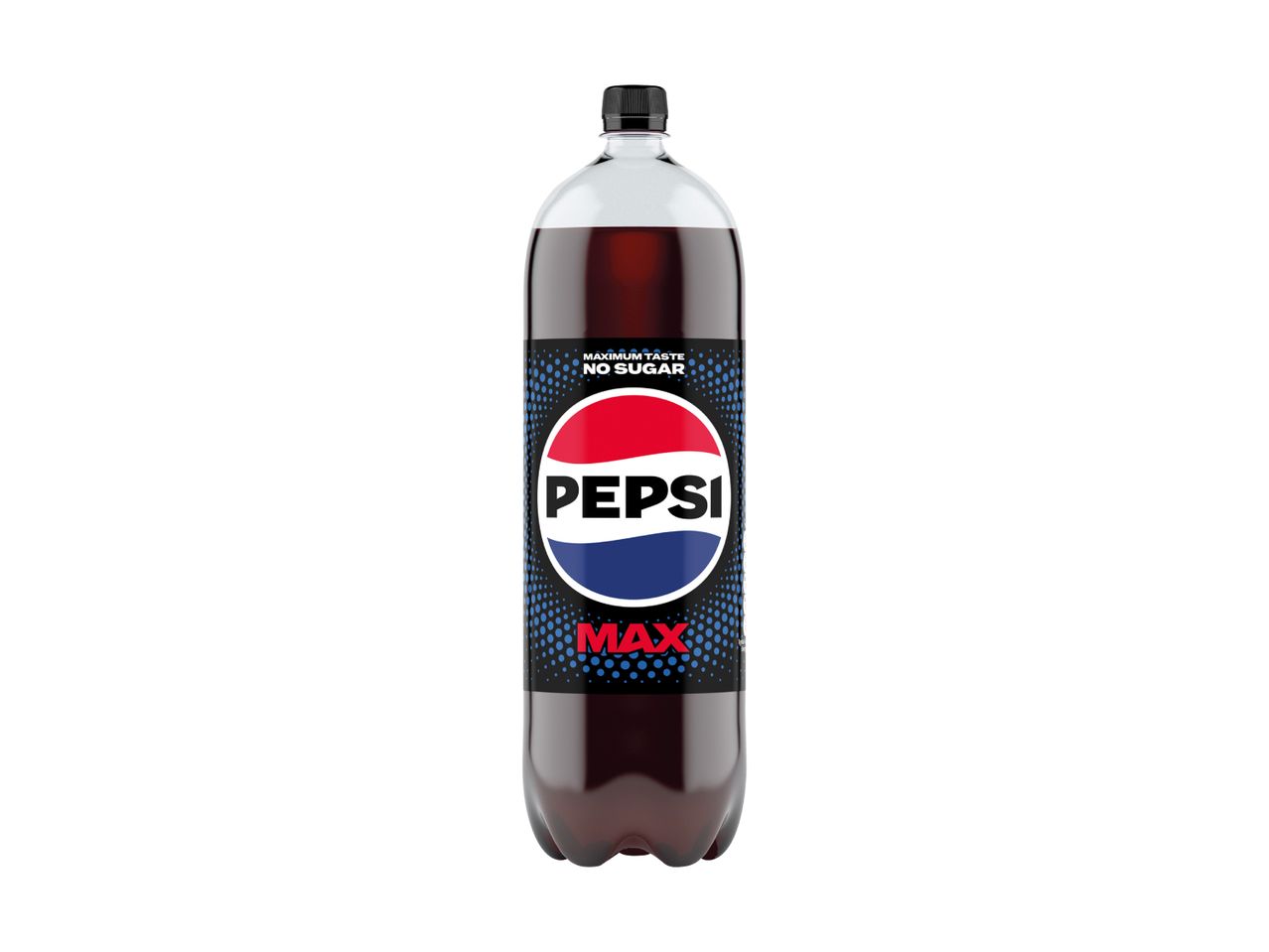 Pepsi Max bottle, sugar-free.