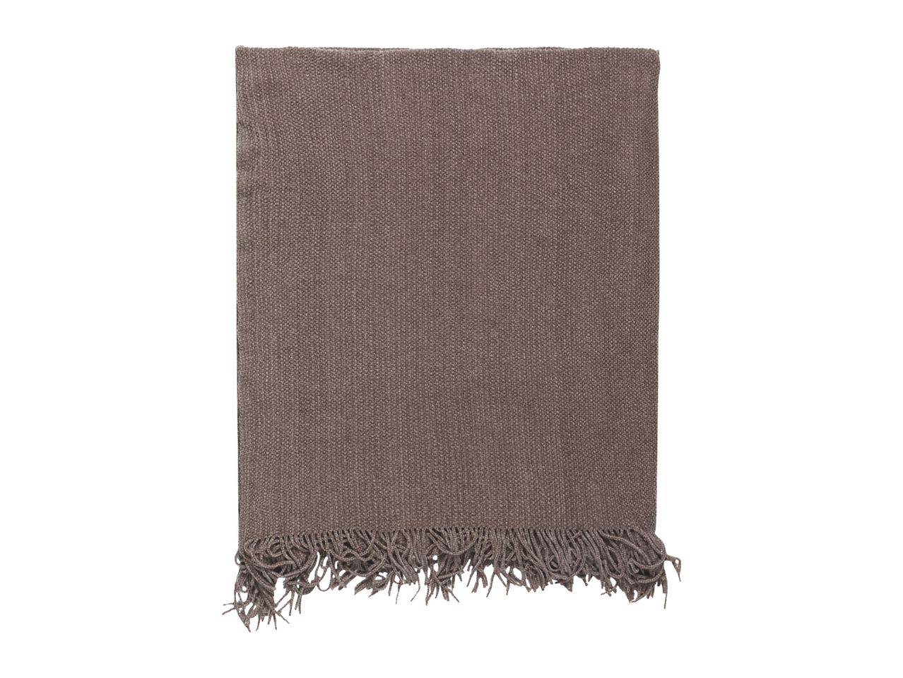 Brown woven throw blanket with fringed edges