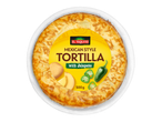 Tortilla de style mexicain avec jalapeño et pommes de terre, 500g, dans un emballage rond.