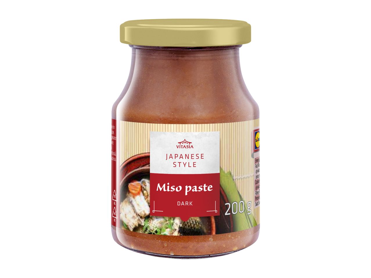 Japanese style dark miso paste in a glass jar, 200g