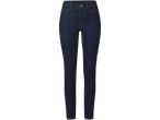 Mörkblåa skinny jeans med knapp.