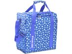 A blue and white Thermal Bag with a shoulder strap.